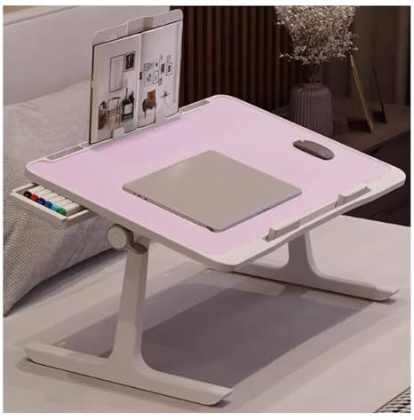 HBOOMOEM Laptop Desk，Bed Low Table，Foldable Laptop And Bed Table，Laptop Tray Adjustable Laptop Table，Card Slot Design, One-Click Quick Storage，Does Not Take Up Space.(Purple,Bookshelf)