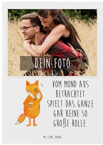 Mr. & Mrs. Panda Personalisierte Foto Postkarte Fuchs Lord - Geschenk, Problemlösung, Monokel, Füchse, Motivation Spruch, Spruch lustig