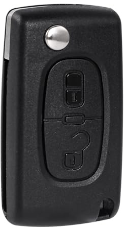 PAYFULLY Carcasa Llave Mando de 2 Botones Compatible con la Llave Plegable CE0536 para Peugeot 207 307 308 407 408 3008 5008 Citroen C2 C3 C4 C5 C6 C8 (2 Botones, CE0536)