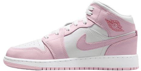 Nike Chaussures Air Jordan 1 Mid (GS) Code DQ8423-608 Blanc, Blanc et rose., 40 EU