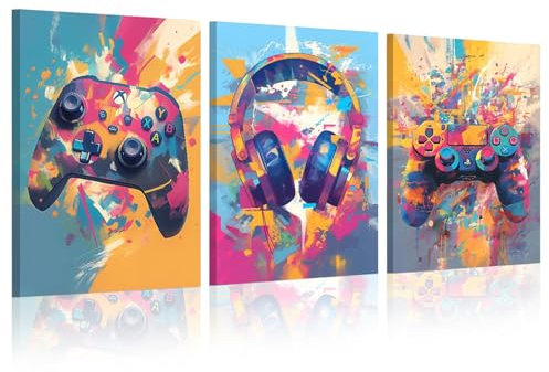 3PCS Gamer Posters Jeu Vidéo Déco, Affiche de Jeu avec Cadre, Tableau Decoration Murale Salon, Decoration Murale Chambre Gaming Art Toile Peinture Photo pour Garçons Chambre, dortoir (30 x 40 cm)