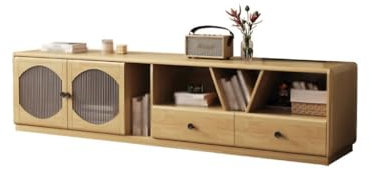 BMWJYLPM Fernsehständer Moderner, einfacher Fernsehschrank im japanischen Stil, einziehbar, 3 Meter, nordisches Massivholz, Heim-Wohnzimmer, Log-Fernsehschrank, Entertainment-Center, A-200 x 40 x 48