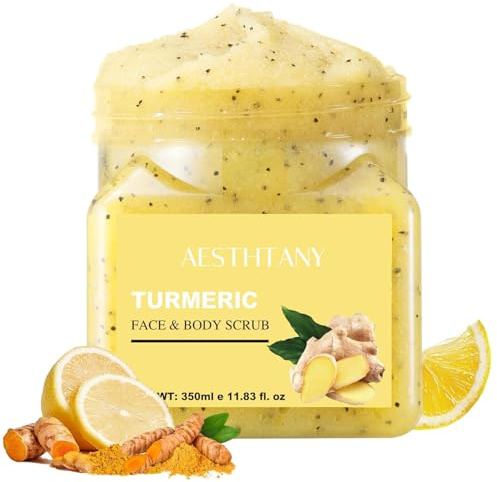 O'KADY Turmeric Body Scrub,Body Exfoliator Scrub,Lighten Hyperpigmentation,Remove Skin Keratin and Oil,May Help Improve Skin Roughness,Body Skin Care 350ML
