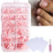 120 pcs Short Square False Toenails Set - French White & Nude Pink Fake Toe Nails with Strong Nail Glue,Jelly Glue- Full Cover Stick-On Toenails for Women & Girls - & Nail Art Decorations