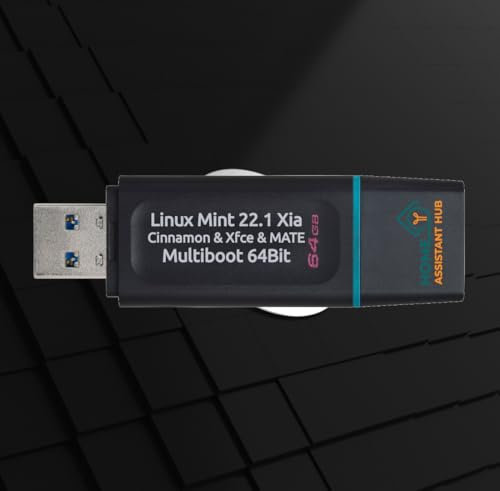 Linux Mint 22.1 Xia - Toutes éditions (Cinnamon, Mate, Xfce) - Multiboot sur clé USB-A 3.2 64 Go - Environ 48 Go de mémoire libre