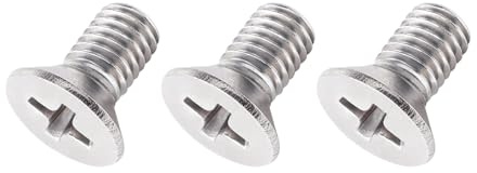 Banworks JT/QQLS-08 Lot de 3 vis M5 en acier inoxydable à tête fraisée cruciforme pour guitare Stratocaster Stratocaster Tremolo Bridge Block 5 x 10 mm