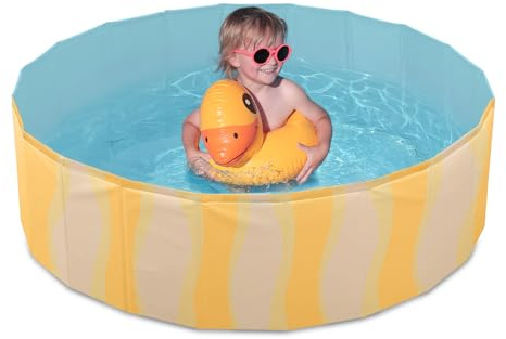 Flur Piscina Rigida per Bambini 160x30 cm in PVC, Pieghevole con Fondo Antiscivolo, Piscina da Giardino Sicura e Facile da Montare per Esterno, Fantasia Sea