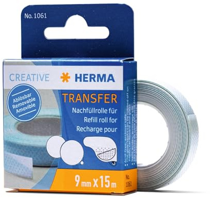 HERMA Kleberoller Nachfüllkassette Ablösbar Non-Permanent, 300 Nachfüllpackung, 15 m x 9 mm, Klebeband Refill Nachfüllrolle für HERMA Klebebandroller