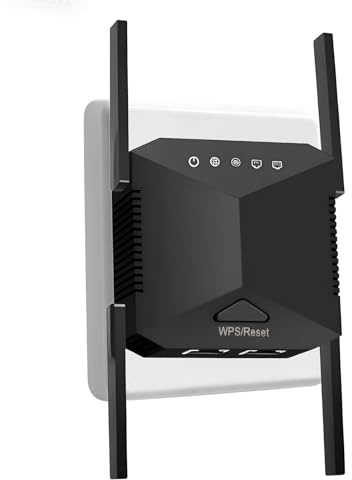 2025 Newest WiFi Extender Booster Pro Internet Repeater with 4 Antennas Ethernet Port 2.4Ghz wi-fi Long Range Wireless Signal Extender Boosters Quick Setup for Home Network Black UK Plug