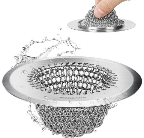 WOKDADA Umkehrbares Abflusssieb aus Edelstahl 304 für Spülbecken | Patentiertes flexibles Netz, Schneller Wasserablauf, Rostfrei, Verstopfungsschutz, 112 mm Universal Für Standard-Küchenspülen