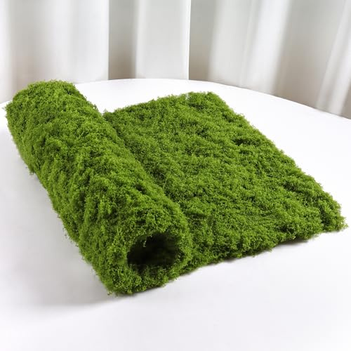 Kunstmoos zum Dekorieren Quadrat Moosmatte Künstliches Moos Kunstmoos zum Basteln Fake Dekomoos Bastelmoos Moos Deko für Wand Modellbau Krippe Aquarium Miniatur Garten Deko (Hellgrün)