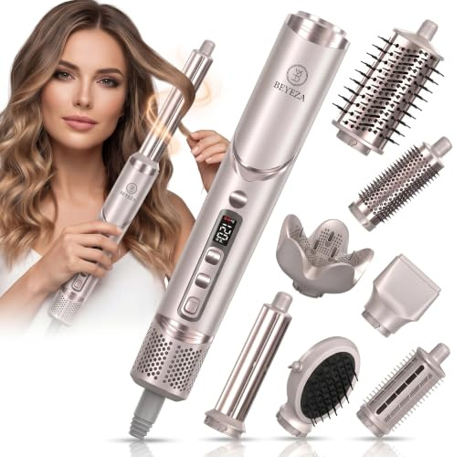 BEYEZA Airstyler Pro 8-in-1 Haar-Multistyler, 8 Aufsätze | Coanda-Luftstrom, Ionic CurlPro, 4 Heizstufen, 3 Geschwindigkeitsstufen, Digitales Display, Kaltluftstoß, Drehkabel