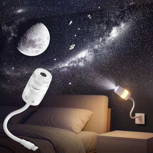 Tyreses Proyector Galaxia Luz Nocturna, Proyector Estrellas LED | con 4 Películas Vidrio HD, LED RGB Luz Nocturna, USB, Proyección Techo para Habitación Niños Adultos, Decoración