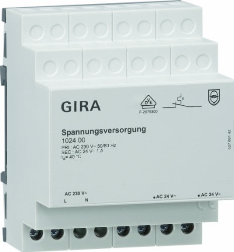 Gira 102400 Spannungsversorgung AC 24 V, 1 A, KNX Einpunktbedienung Regensensor