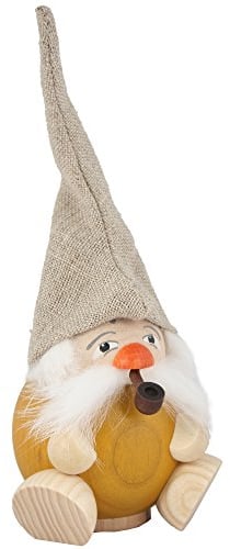 Seiffener Volkskunst | Räuchermann Figur | Waldzwerg 19 cm | Räucherfigur | Räuchermännchen Erzgebirge Original | 19032 | Waldzwerg Sandgelb
