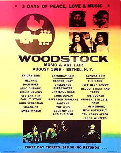 Buyartforless Woodstock Line Up 20x16 Art Print Poster 3 Days of Peace Love & Music