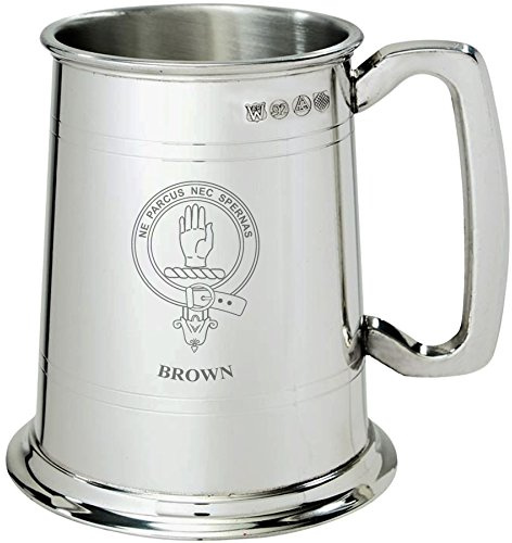 Brown Clan Crest Tankard 1 Pint Pewter