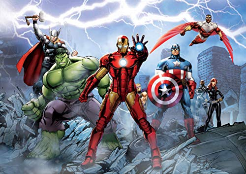 AG Design FTD 2230 Avengers Marvel, Papier Fototapete - 360x254 cm - 4 teile, Papier, multicolor, 0,1 x 360 x 254 cm
