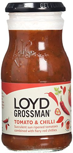Loyd Grossman Italian Tomato & Chilli Sauce – Fiery Red Chilli & Tomato Fusion, Medium Heat, Vegetarian Friendly, 350 g Jar (Pack of 1)