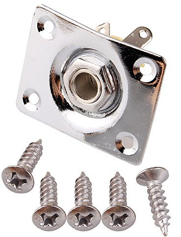 Cromado placa jack cuadrado estilo guitarra Bass Jack Jack de entrada de salida