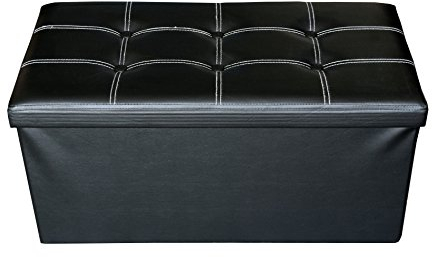 Rebecca Mobili Fußhocker Puff in Schwarz, Sitzbank mit weißer Sitzfläche, Moderne Wohneinrichtung, Haus Wohnzimmer – Maße: 30 x 30 x 30 cm (HxLxB) - Art. RE4621