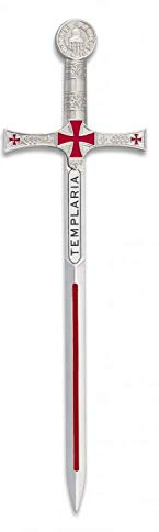 Mini Espada Toledana Modelo Templario Color Plata | Abrecartas réplica de Espada de Toledo 17.4cm