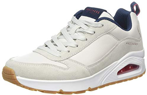 Skechers Uno-Stacre, Baskets Homme,Ecru (Off-White Leather/Pu/Mesh/Trim Ofwt) , 44 EU