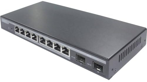 DIGITUS 10-Ports Gigabit Ethernet PoE Network Switch - L2 Managed - 8x RJ45 - 2x SFP uplinks - 86W PoE budget - 10/100/1000Mbps - black