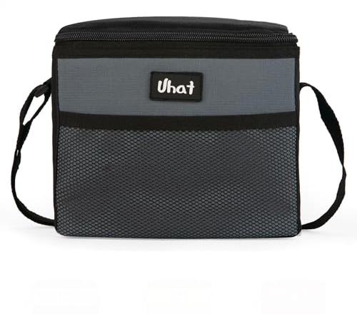 Uhat Adult Cooler Lunch Box Small Cool Bag 5L Dual Compartment Thermal Bag for Work School Day Trip (Grey)