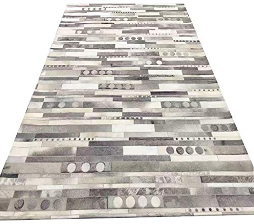 Mode Kuhfell Teppich Patchwork Luxuriöse Villa Wohnzimmer Kinderzimmer Teppich Läufer Schlafzimmer Küche Handgenähtes Leder Teppich Anti rutsch unterlage - Grau