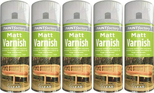 Clear Matt Varnish Spray Top Coat Wood Varnish Can 250ml Pack of 5