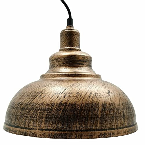 Retro-Metall-Lampenschirm, einfach zu montieren, antiker Lampenschirm für Hängelampen, gebürstetes Kupfer, Lampenschutz, Vintage, industrieller 30cm