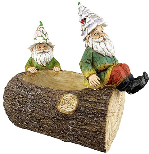 Red Carpet Studios Gartenzwerg aus Kunstharz und Stein, 35,6 x 30,5 cm, Holzscheit