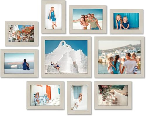 Americanflat 10 Piece Gallery Wall Frame Set in Light Wood - Two 8x10 Frame, Four 7x5 Frames, Four 6x4 Frames - Collage Photo Frames for Wall with Horizontal and Vertical Formats for Wall and Tabletop
