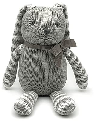 FLUFFYFUN Peluche Lapin Gris 18cm, Peluches Bebe en Coton Bio