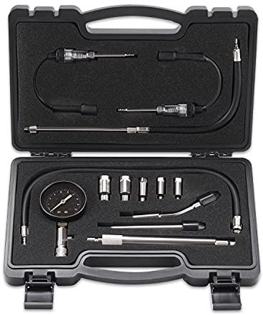 Lichamp 12pcs Compression Tester Adapter Kit with Spark Tester, Automotive Engine Cylinder Leak Down Compression Test Motor Pressure Gauge