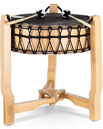 Classic Cantabile Schamanentrommel 20 - Trommel mit Ziegenfell bespannt - Durchmesser: 52 cm - Höhe: 58 cm - mit Dreifußständer - 2 Filzschlägel enthalten - inklusive Tasche mit Schultergurt