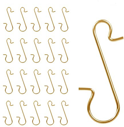 HERZWILD kugelaufhänger 120pcs Christbaumkugeln Aufhänger Weihnachtskugel S-Haken mit Stern schnellaufhängern f. Kugel Weihnachtsbaum Christbaum Baumkugeln Christbaumschmuck (Gold/C)