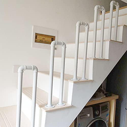 Handlauf Treppengeländer Weiß Industrielles Schmiedeeisen geländer - U-Form für ältere Kinder Sicherheitsstützstangen - Treppen Veranda Deck Handlauf, 1er Pack