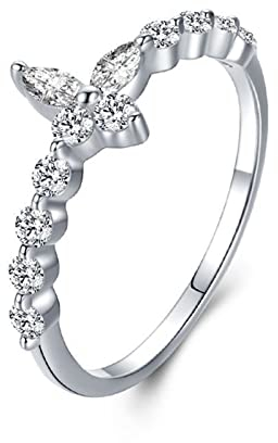 Mesnt Damen Ringe 925 925 Silber Ringe Partner, Schmetterling mit Zirkonia Ring 925 Silber Zirkonia Größe 54 (17.2)