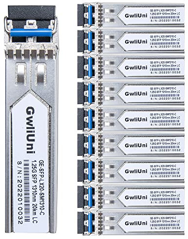Netzwerk-Transceiver für Cisco, Netgear, MikroTik, Ubiquity, DLink etc., 10 g, 1,25 g, 20 km, 10 Stück
