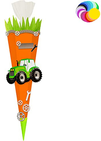 alles-meine.de GmbH Bastelset - Schultüte Farbe & Größe wählbar 70/85 / 100 cm - Traktor - Farbe frei wählbar - Bastelschultüte - Zuckertüte zum selber Basteln Bemalen Bekl..