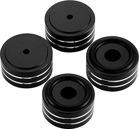 Knpwer 4 Stück Aluminium Lautsprecher Lsolationsfüße für HiFi-Plattenspieler,40 x 20mm Lautsprecher-Stoßdämpferfüße (Schwarz) (Black)
