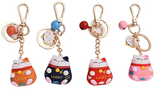 4 Pièces Porte-clés Forme Chat Porte-bonheur, Porte-clés Chat Porte-Bonheur, Keychain Chat Pendentif, pour Pendentif Porte-clés, Ornement Sac, Cadeau Porte-clés