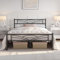 Yaheetech Cama Doble con Espacio Bajo Marco Metal Altura 32 cm Cama Individual con Cabecera para Colchón de 140X 200 cm Negro