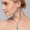 Juegos de joyas para mujeres Colgante de turquesa Collar de clavícula Bohemia de plata tallada Gargantilla y pendientes para mujeres Hecho a mano de cristal azul Regalos