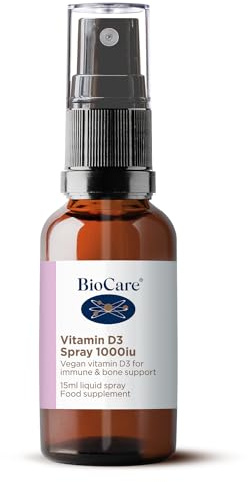 BioCare Vitamin D3 Spray 1000iu, 15ml | High Potency Vegan D3 for Bones, Immunity, Muscles & Teeth, Lemon Flavour