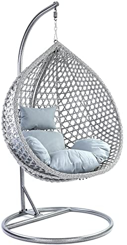 RAMROXX Luxus Hängesessel Style XXL Korb Gestell Grau mit Relaxkissen Hell Grau