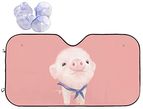 Parasol para el viento delantero del coche, parasol de cerdo rosa para el viento, visera plegable para la mayoría de los coches