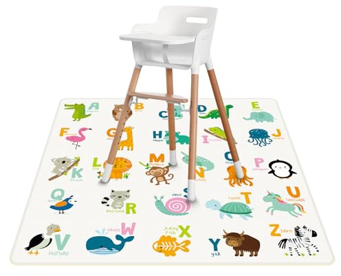 Spritzmatte unter dem Hochstuhl (110cm) – Wasserdichte, Waschbare & Rutschfeste Baby Spritzschutzmatte – Für Kunst, Basteln, Malen & Spielzeit – Auch als Tischdecke oder Picknickmatte geeignet